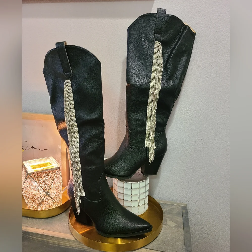 Vici | Oasis Society | Rhinestone Fringe Western Boots NWT - Picture 4 of 11